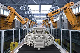 汽车制造厂的机器人